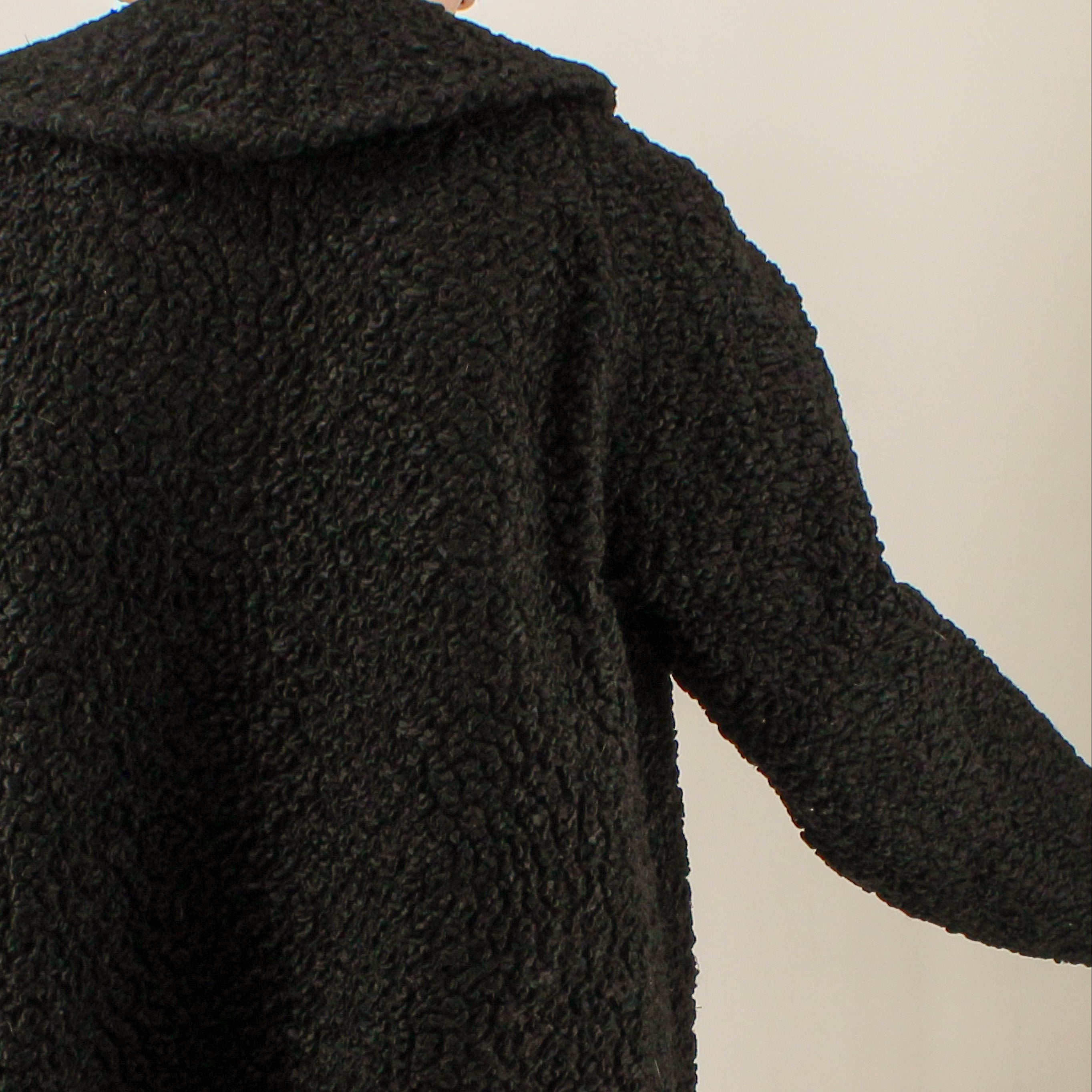 60s black karakulcha broadtail collared swing coat