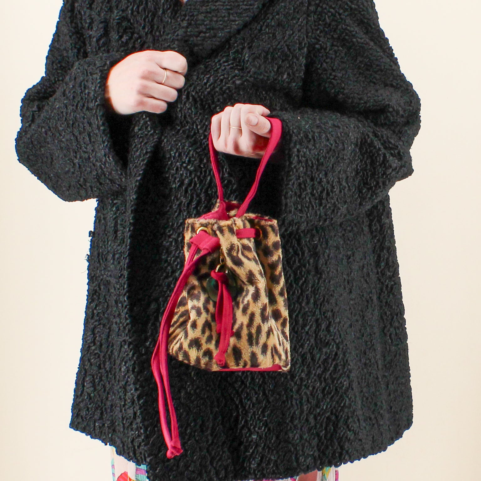 60s black karakulcha broadtail collared swing coat