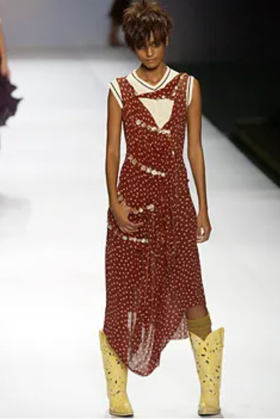 y2k jean paul gaultier femme asymmetric polka dot tiered skirt - ss2004