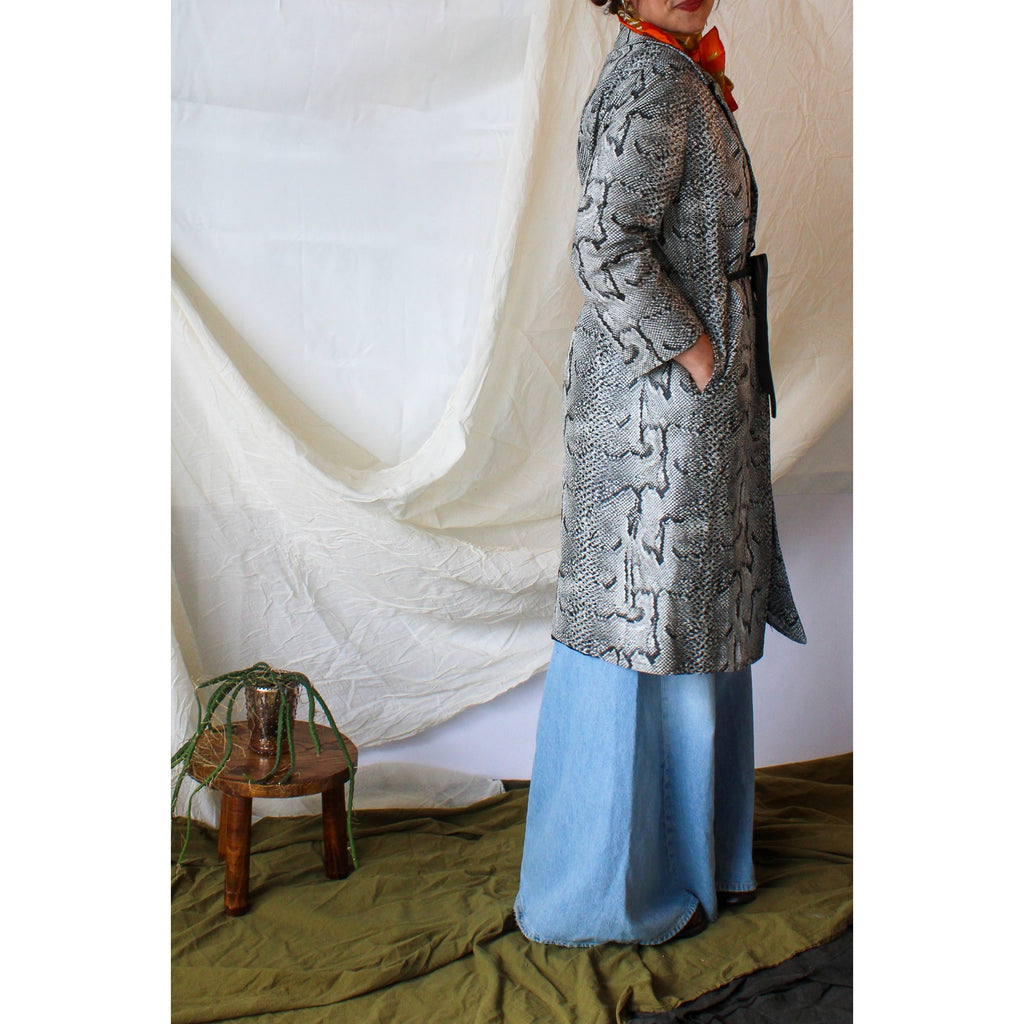 60s faux-snakeskin trench coat - halle bros