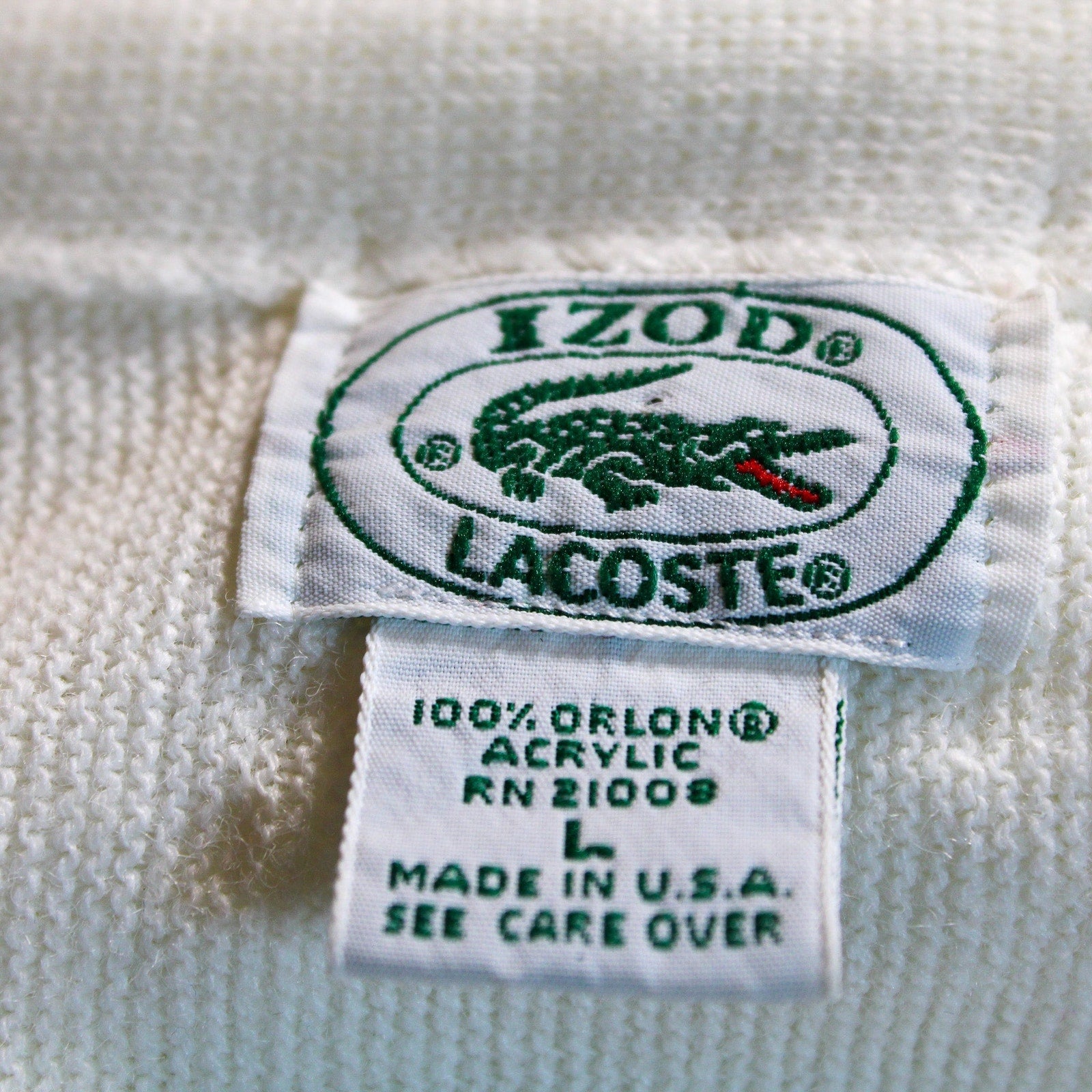 80s izod lacoste white orlon knit cardigan made in usa