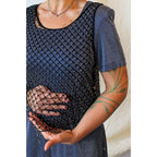 90s stenay silver beaded mesh top s/m