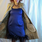 90s vintage lambskin patchwork shearling coat with fur trim - a modern penny lane