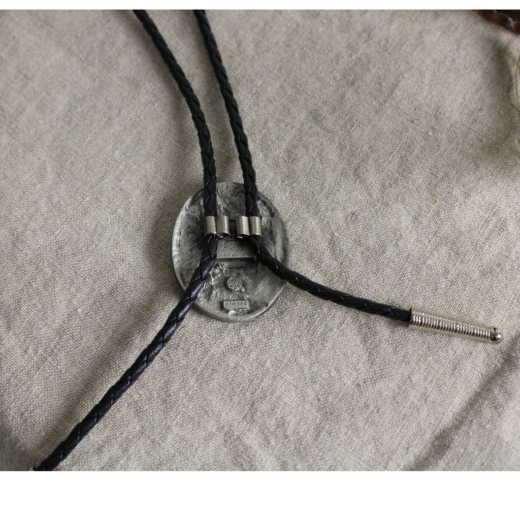 80s rose signed sterling silver bolo tie - siskiyou