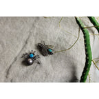 50s sterling silver spider brooch turquoise stone