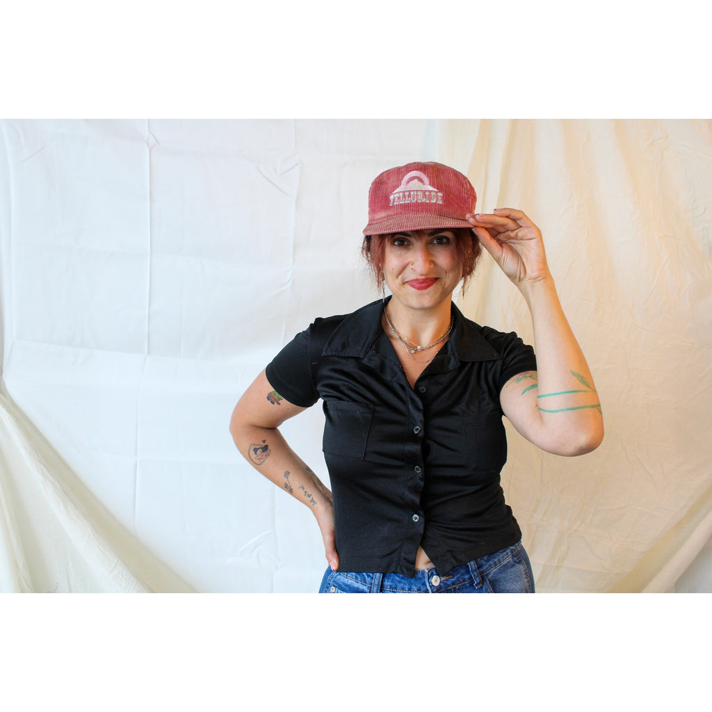 70s/80s - 5-panel corduroy telluride snapback - rare - YKK zipper back