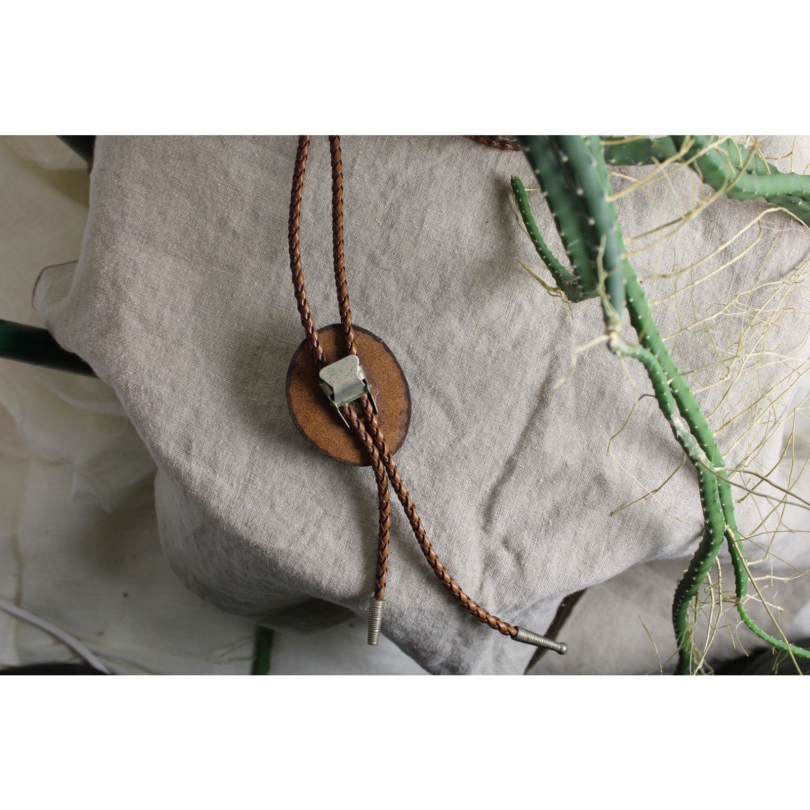 70s RARE shell resin bolo tie