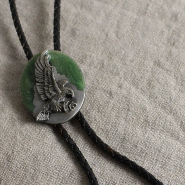 80s signed 100% sterling silver eagle  bolo tie - siskiyou