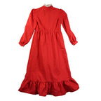 70s red lace trim prairie maxi dress