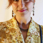 70s brass and bead atomic dangle earrings