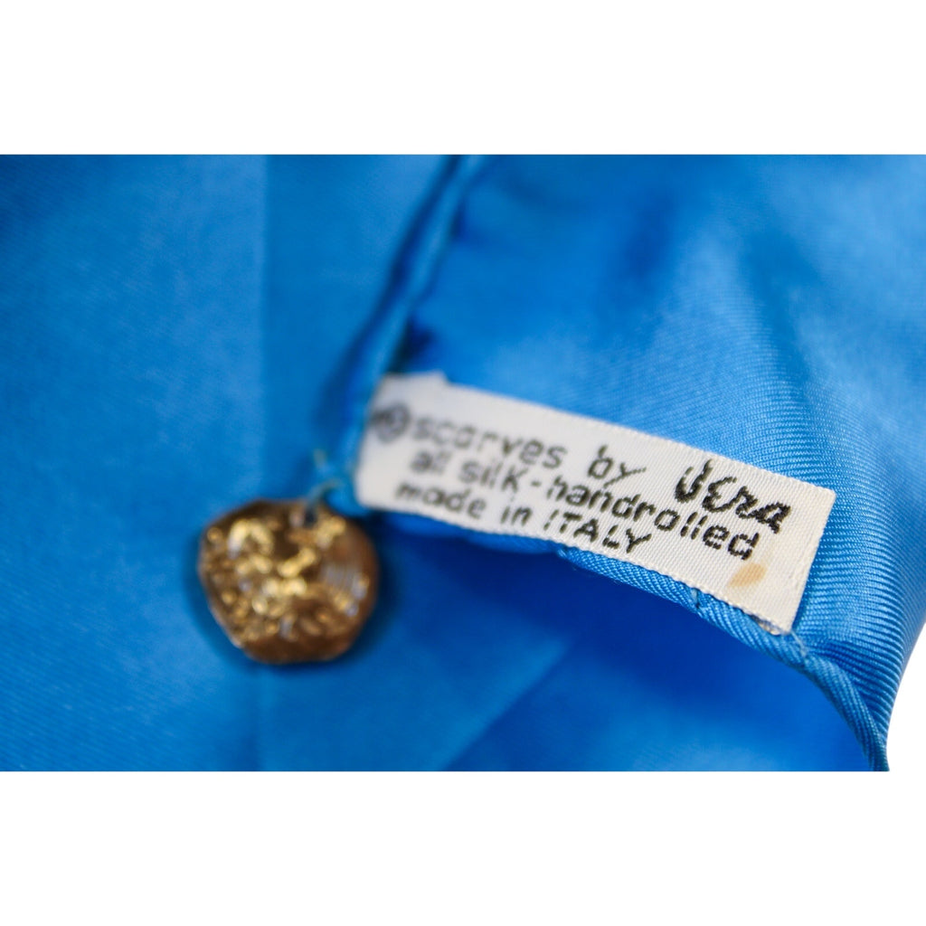 70s Vera Silk Scarf blue handrolled Italy