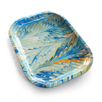 blue marbled trinket tray, view 4