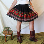 2000s/Y2K Anna Sui Folk Silk Floral Skirt – Printed Gauze