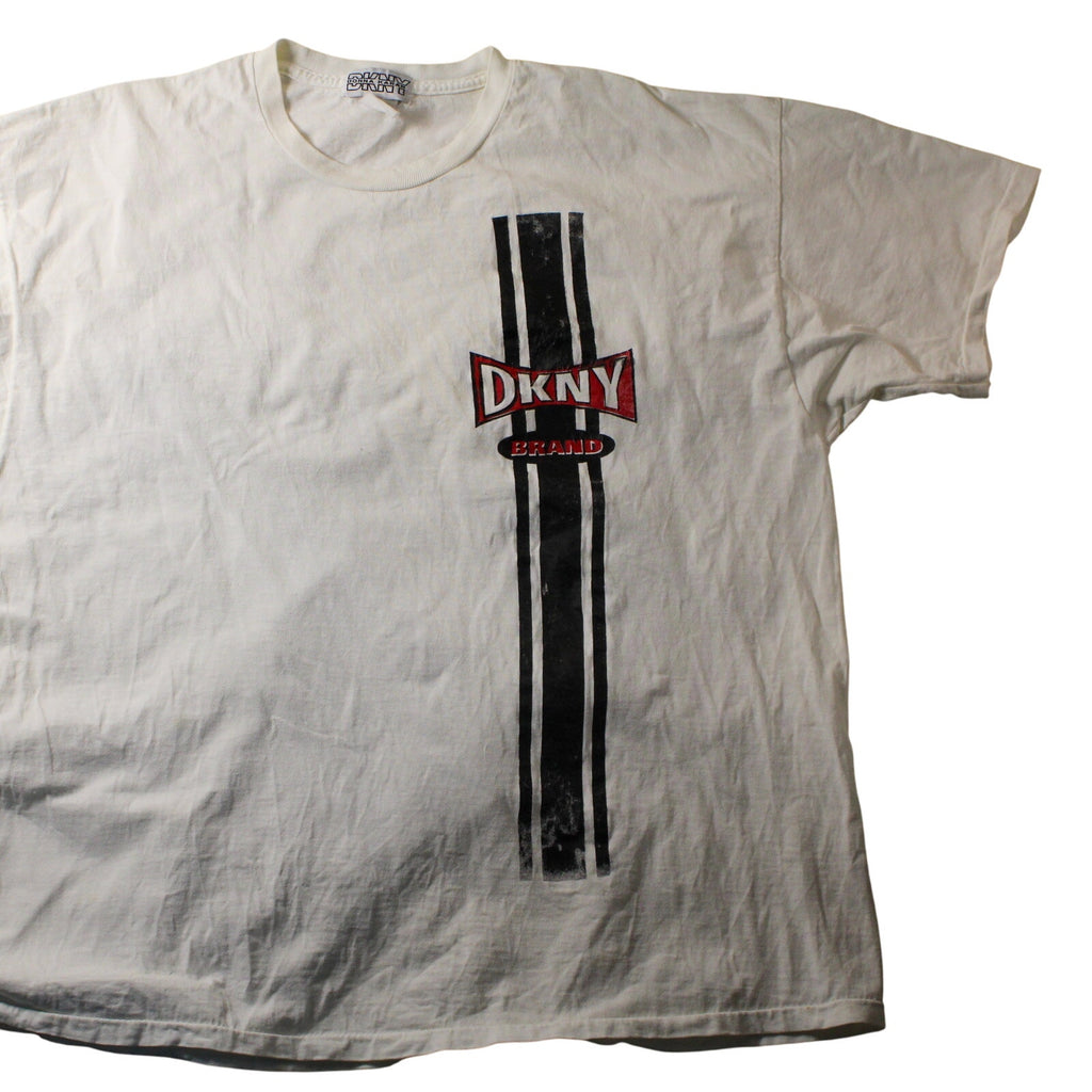 1990s dkny brand vertical logo tee – single stitch xl