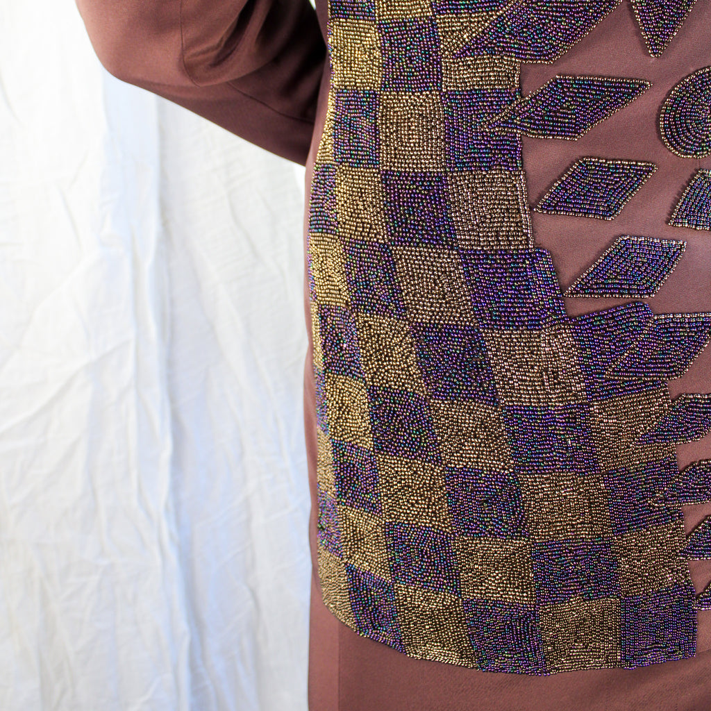 90s b’zar geometric beaded longline blazer