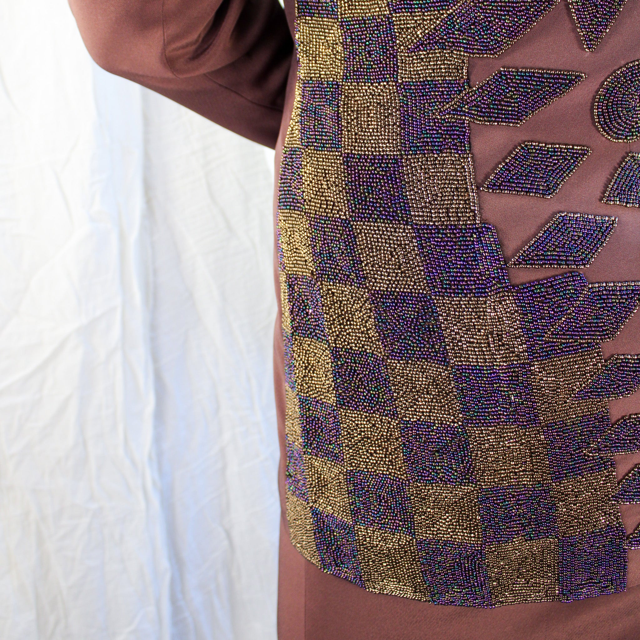 90s b’zar geometric beaded longline blazer