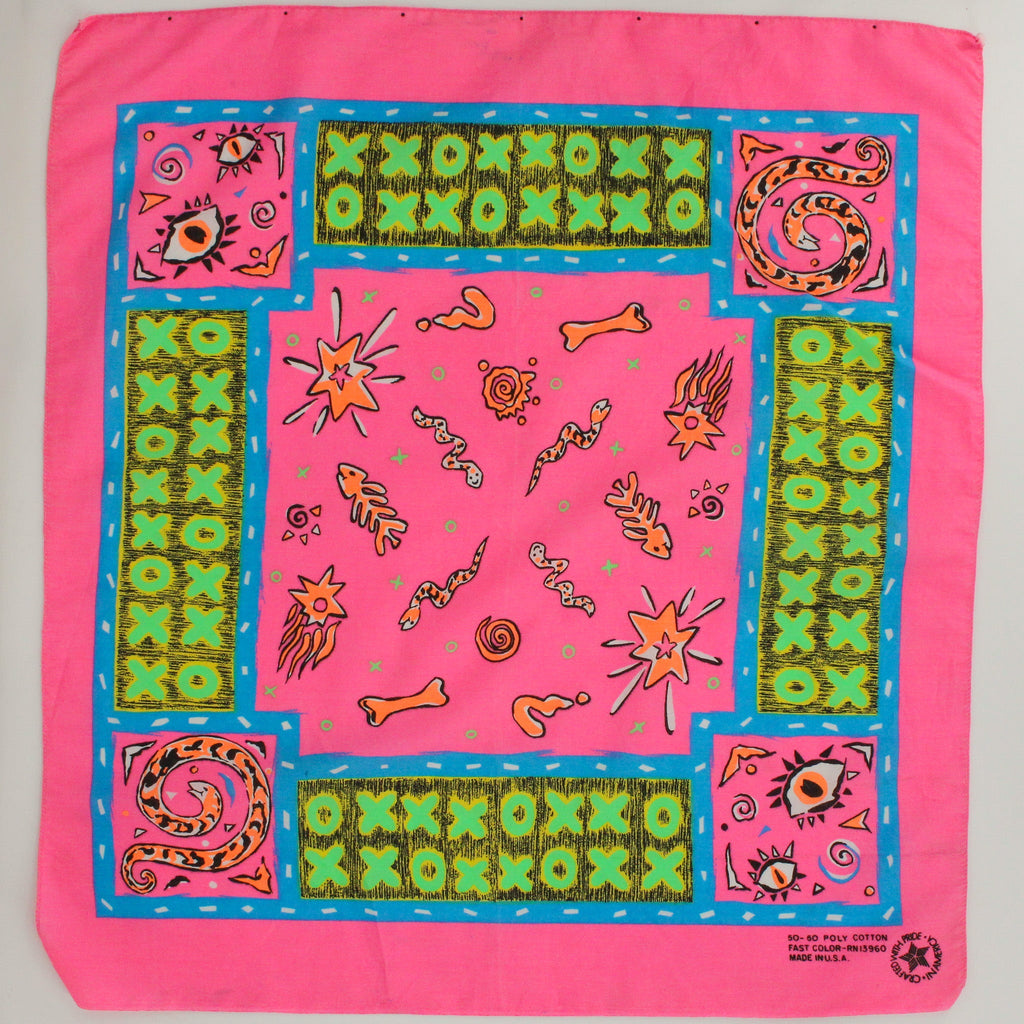 90s paris neon novelty bandana, front