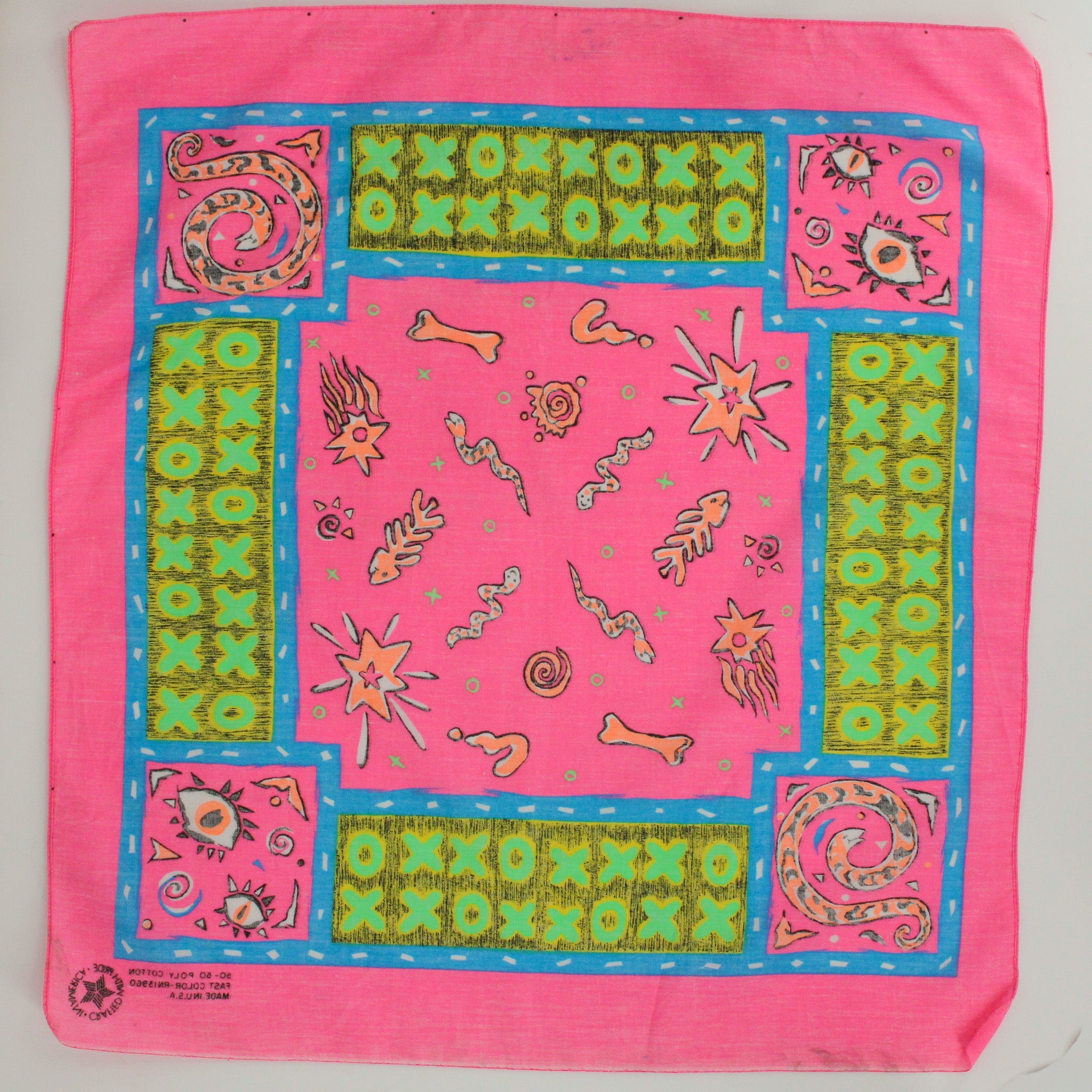 90s paris neon novelty bandana, reverse