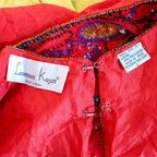 80s spellbinding red silk beaded “witch’s broom” top