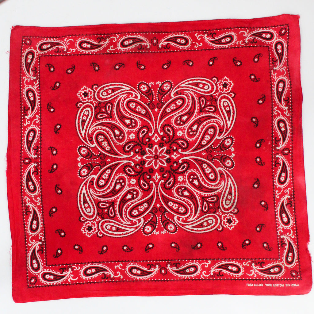 60s/70s turkey red medallion paisley cotton bandana - fast color, rn 13962