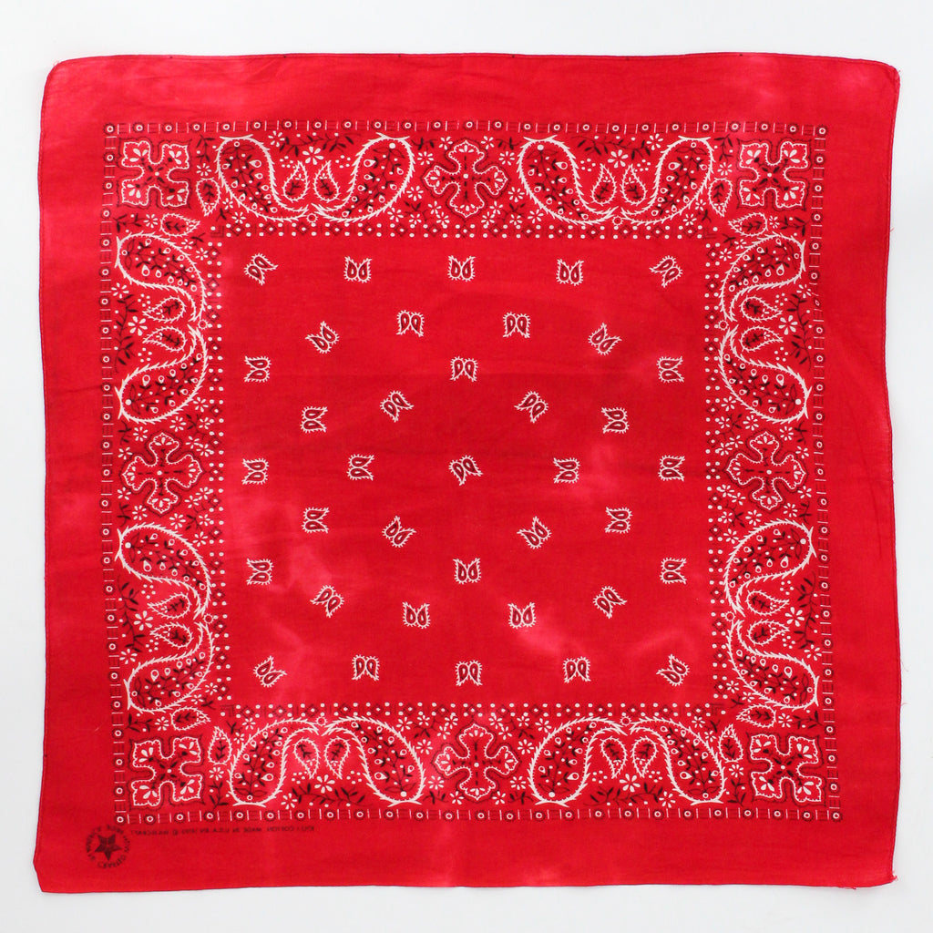 80s wamcraft red trainman cross cotton bandana - made in usa, rn 14193