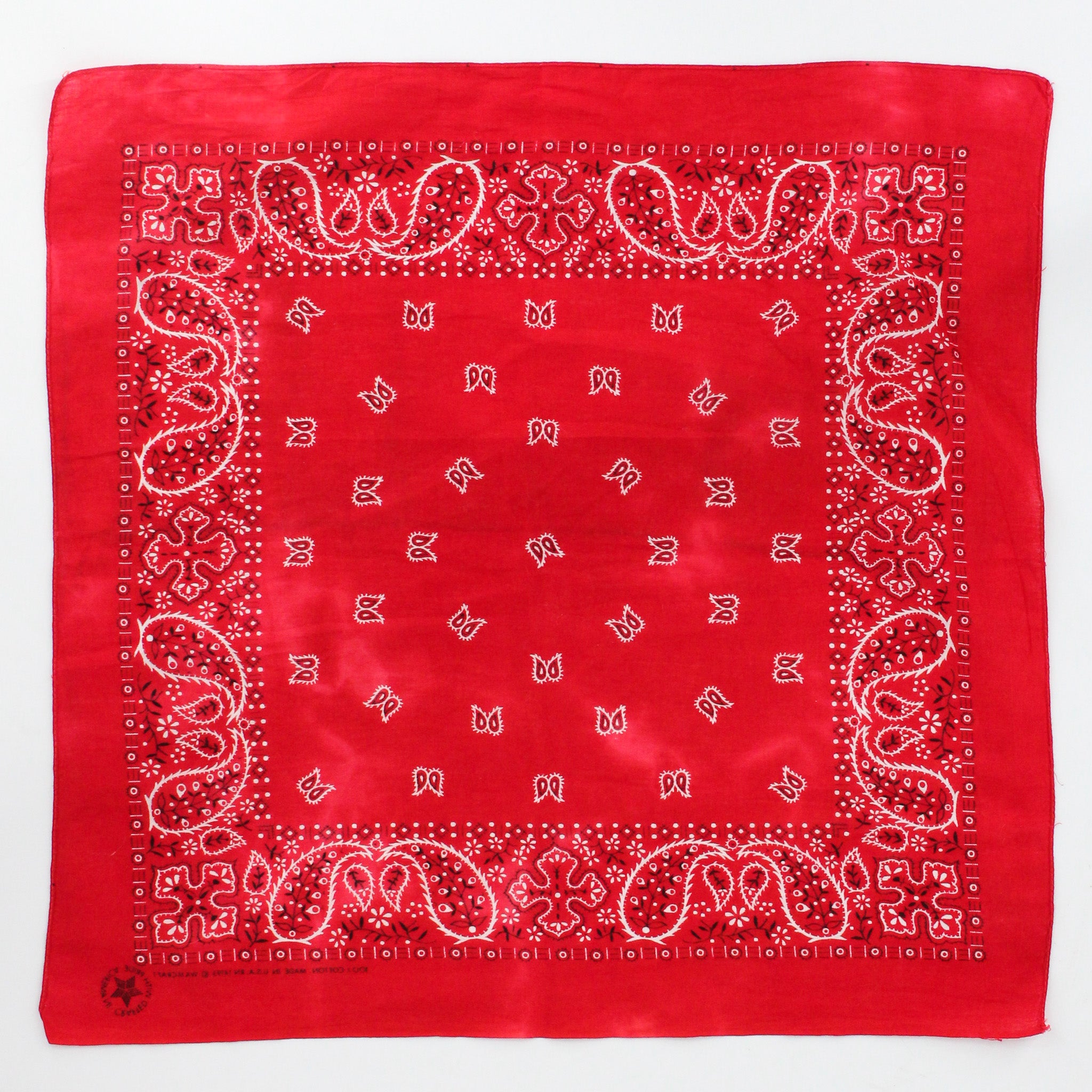 80s wamcraft red trainman cross cotton bandana - made in usa, rn 14193