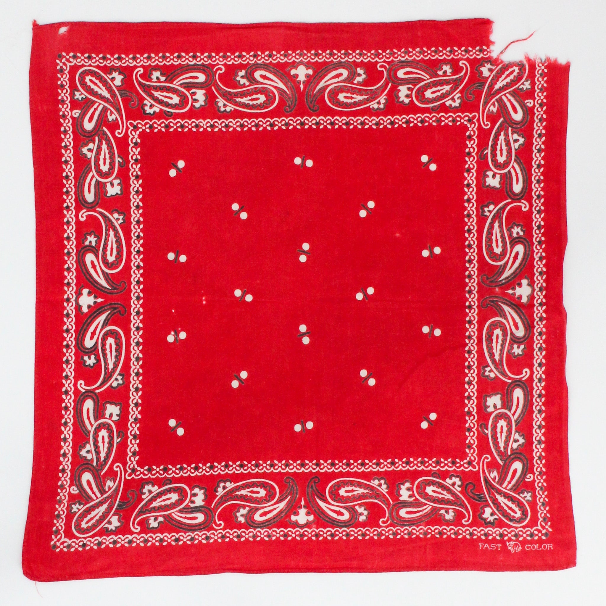 40s/50s elephant brand turkey red cotton bandana - trunk down, fast color