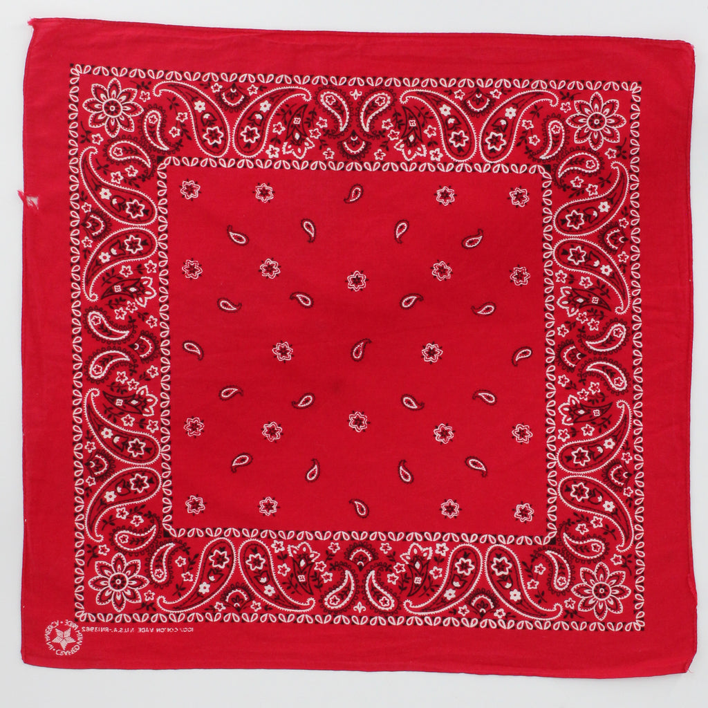 80s red paisley cotton bandana - crafted with pride, rn 13962
