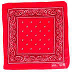 90s paris accessories red paisley cotton bandana - made in usa, rn 13960