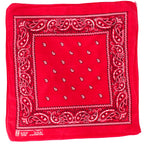 90s paris accessories red paisley cotton bandana - made in usa, rn 13960