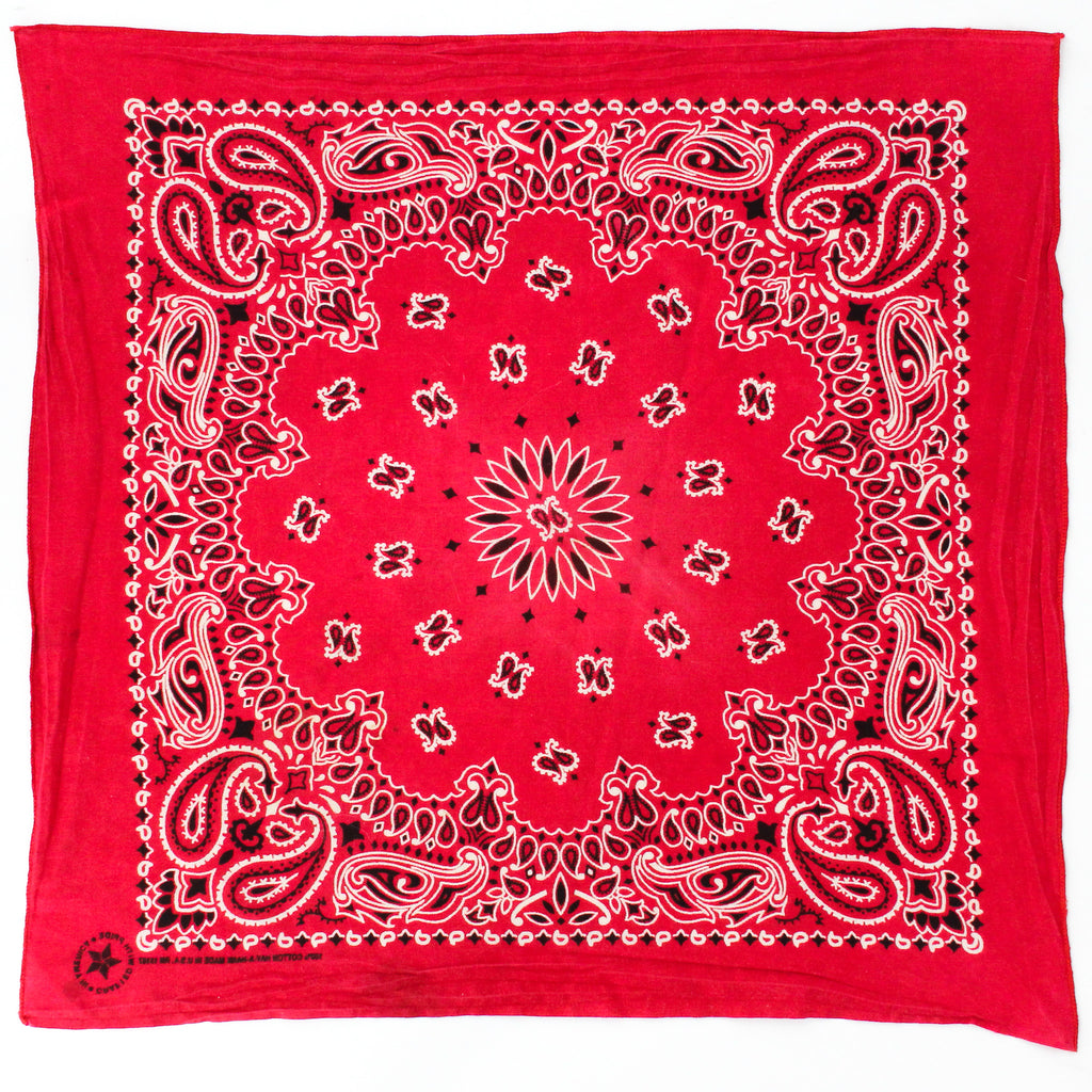 80s hav-a-hank red paisley sunflower cotton bandana - crafted with pride, rn 15187
