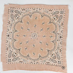 80s springs sun-faded peach paisley cotton bandana - crafted with pride, rn 15582
