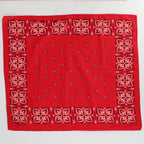 60s red floral graphic cotton bandana - washfast colors, rn 14193