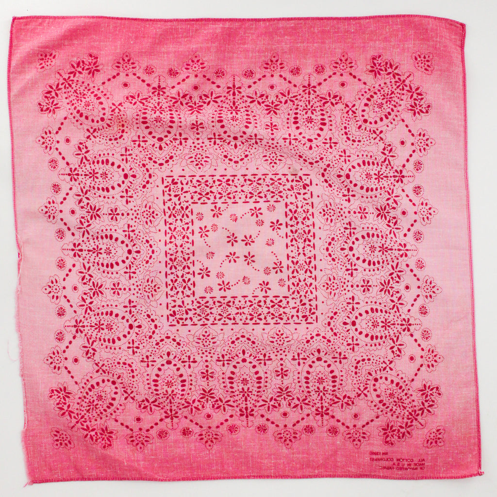 90s tonal pink eyelet lace cotton bandana - all cotton, rn 13960