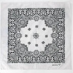 90s black and white paisley cotton bandana - mef