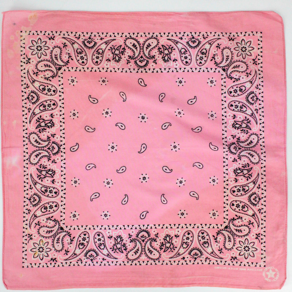 80s/90s bubblegum pink paisley cotton bandana - crafted with pride, rn 13962