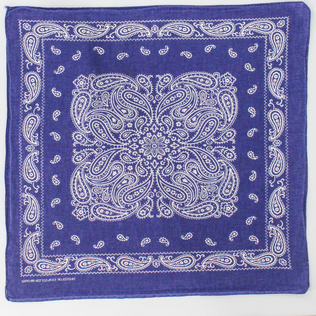 50s/60s navy paisley cotton bandana - fastcolor rn 13962, image 1