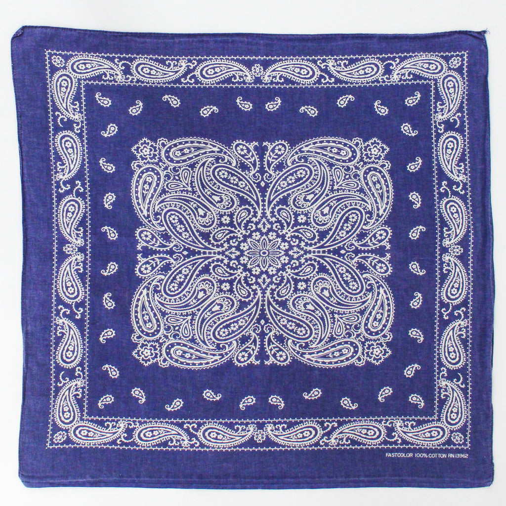 50s/60s navy paisley cotton bandana - fastcolor rn 13962, image 2