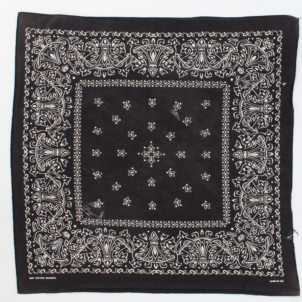 70s/80s black paisley cotton bandana - painter's, made in usa, image 1