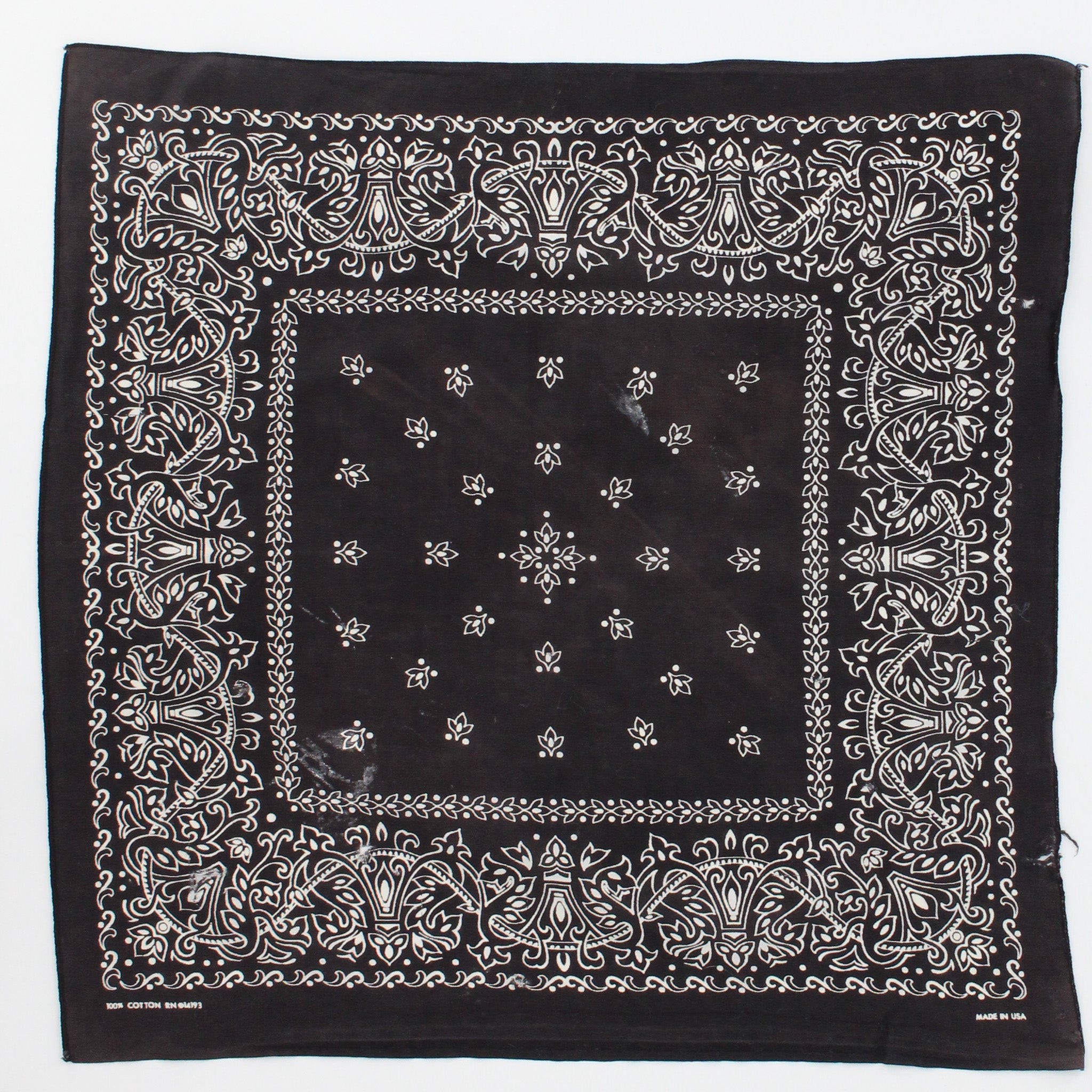 70s/80s black paisley cotton bandana - painter's, made in usa, image 1
