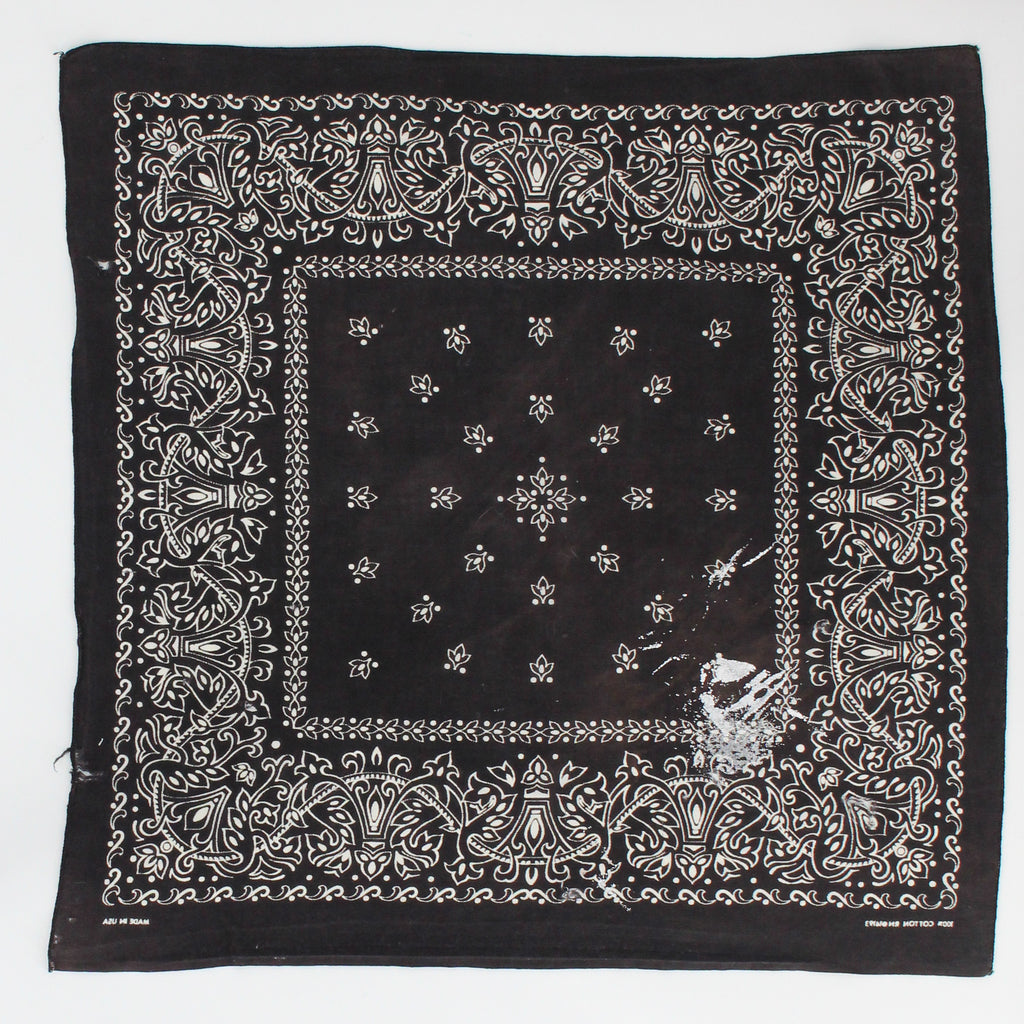 70s/80s black paisley cotton bandana - painter's, made in usa, image 2