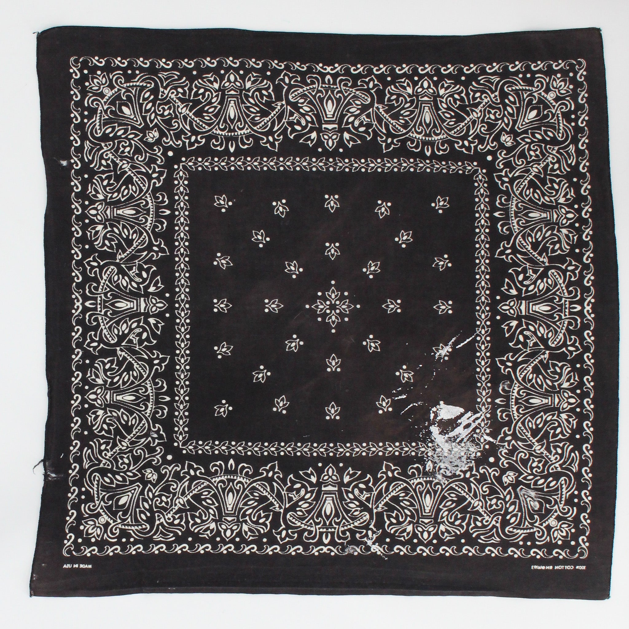 70s/80s black paisley cotton bandana - painter's, made in usa, image 2