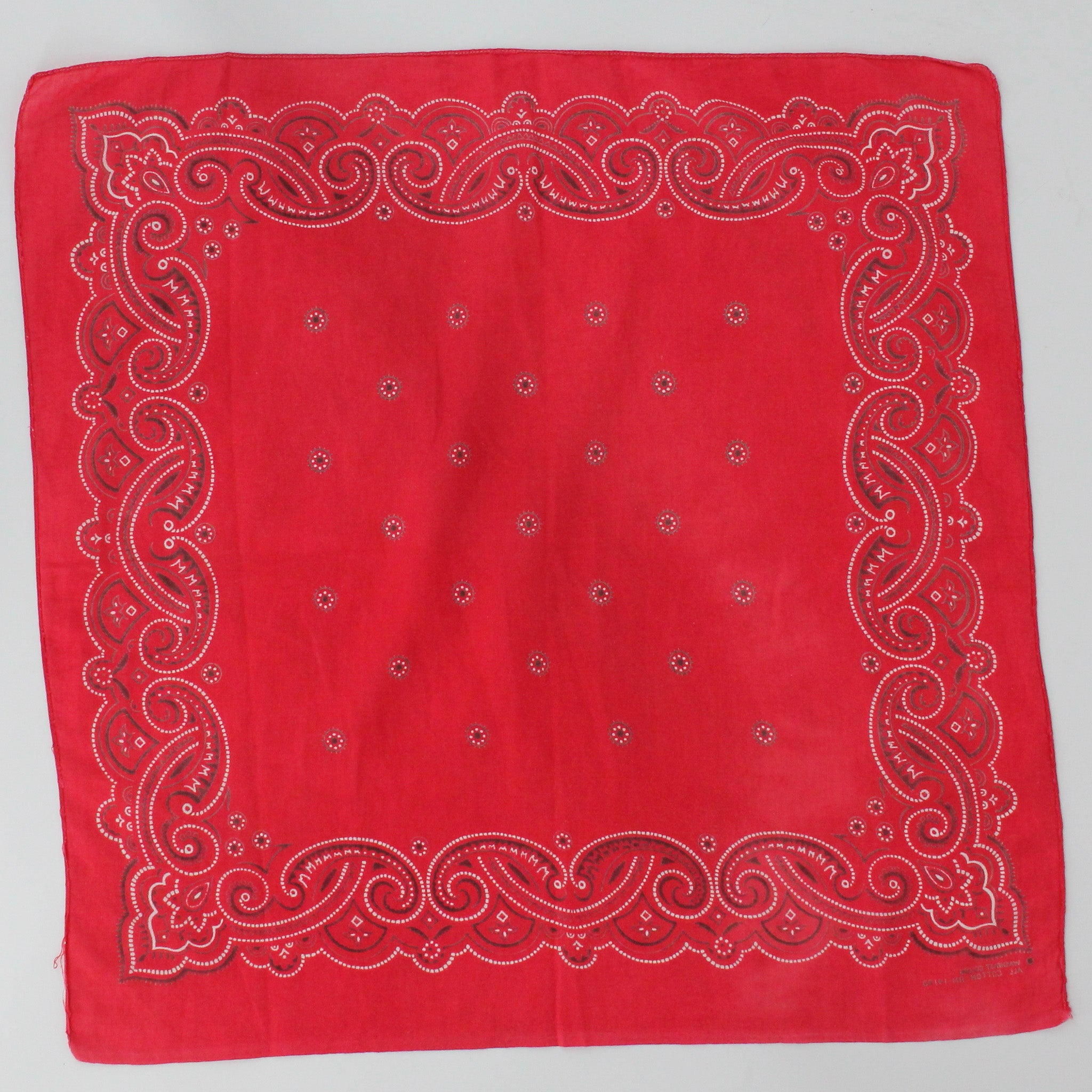 60s red paisley cotton bandana - washfast colors, rn 14193, image 1