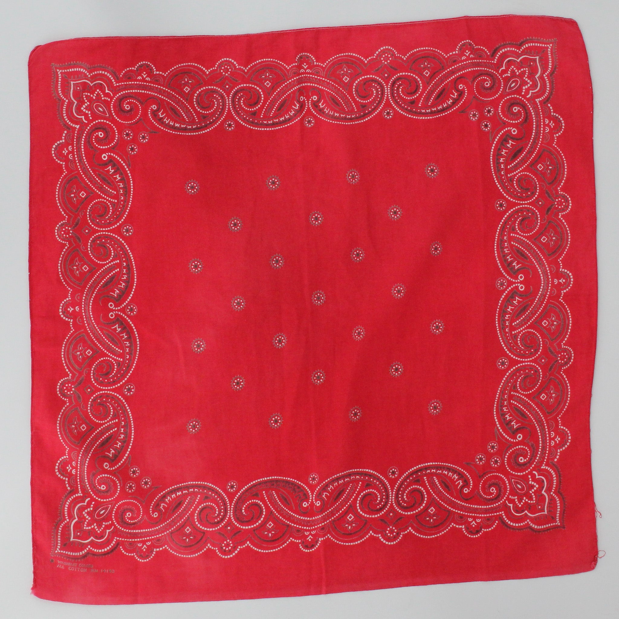 60s red paisley cotton bandana - washfast colors, rn 14193, image 2