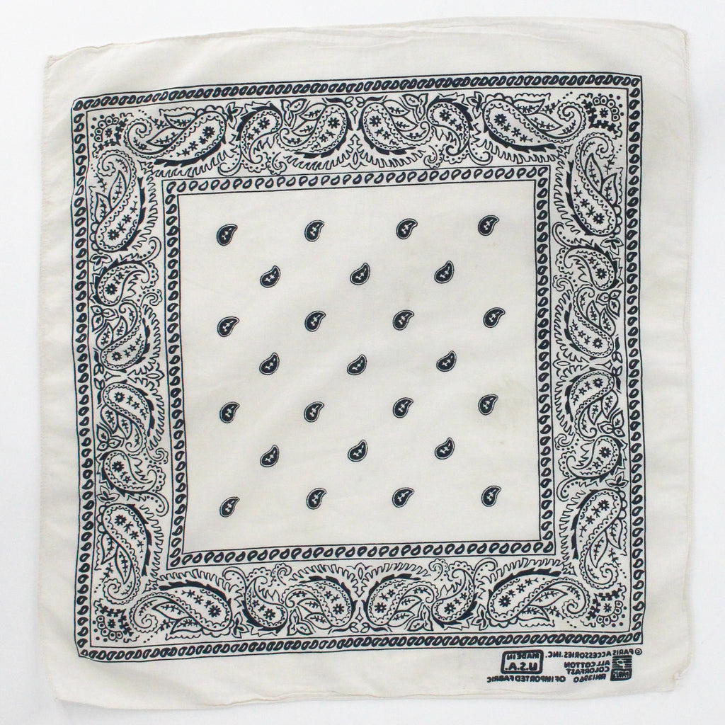 90s paris accessories black and cream paisley cotton bandana, image 2