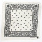 80s cream and black paisley cotton bandana - crafted with pride, rn 13962