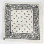 80s cream and black paisley cotton bandana - crafted with pride, rn 13962