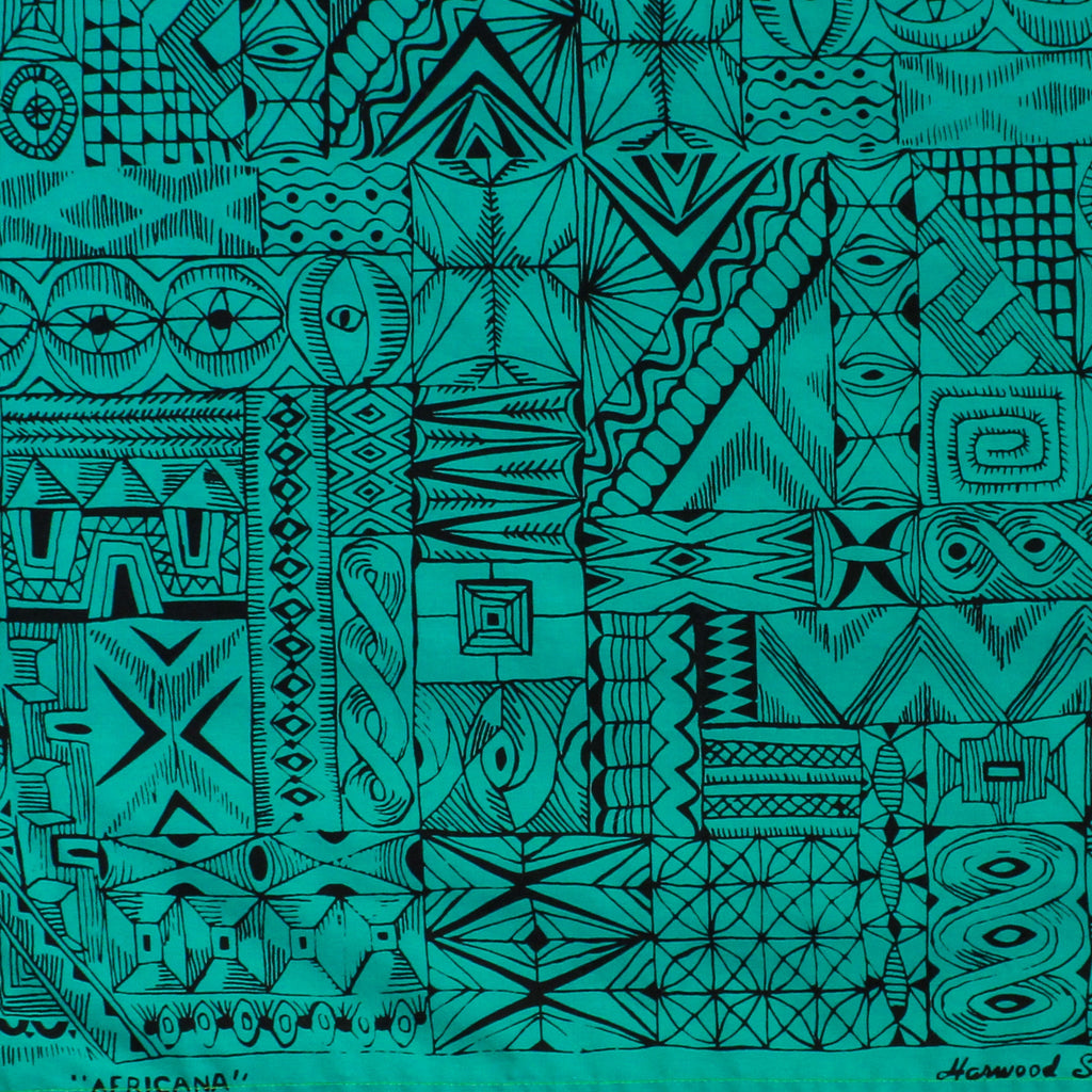 50s designer textile harwood steiger africana turquoise bandana, image 2