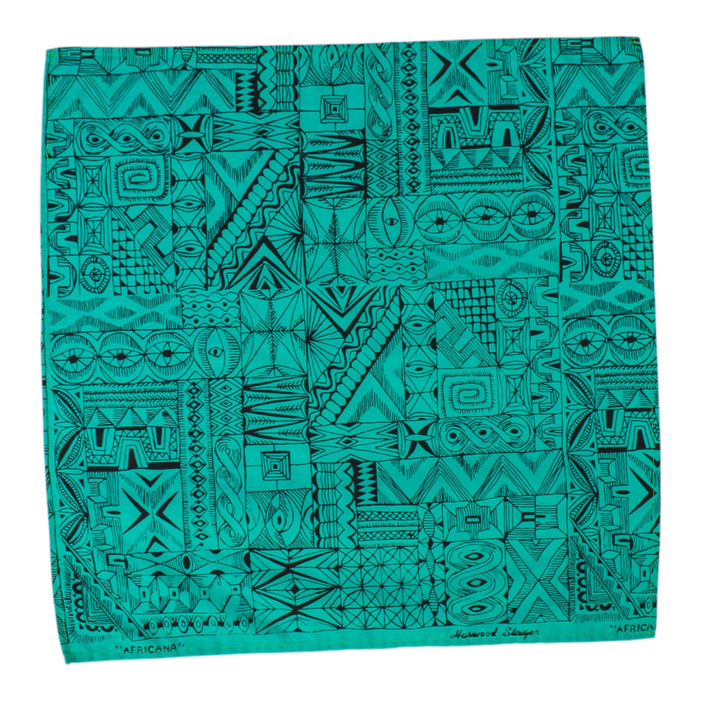50s designer textile harwood steiger africana turquoise bandana, image 3
