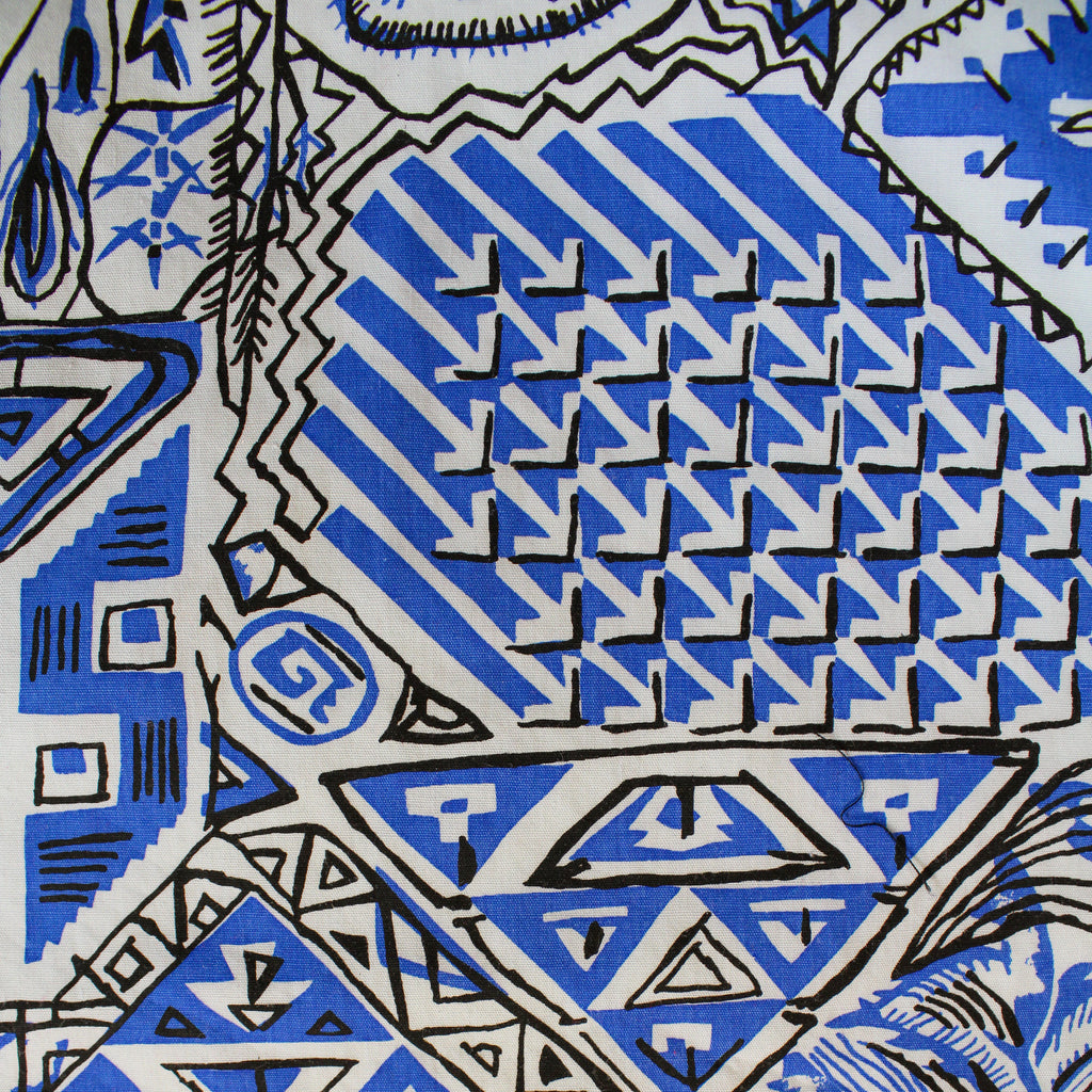 50s scarf or bandana usa-made designer textile harwood steiger desert story blue bandana